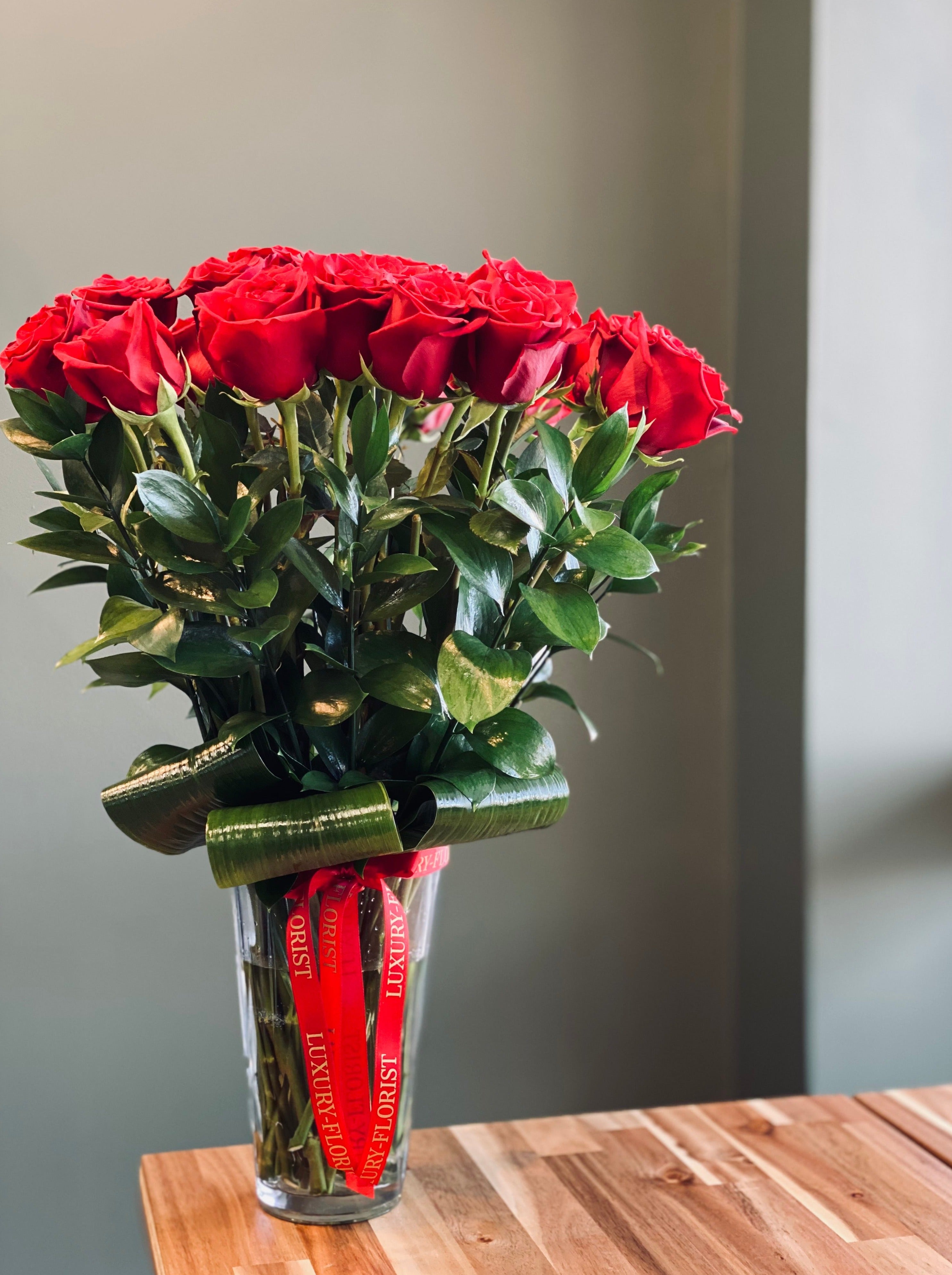 Two Dozen Premium Red Roses Bouquet