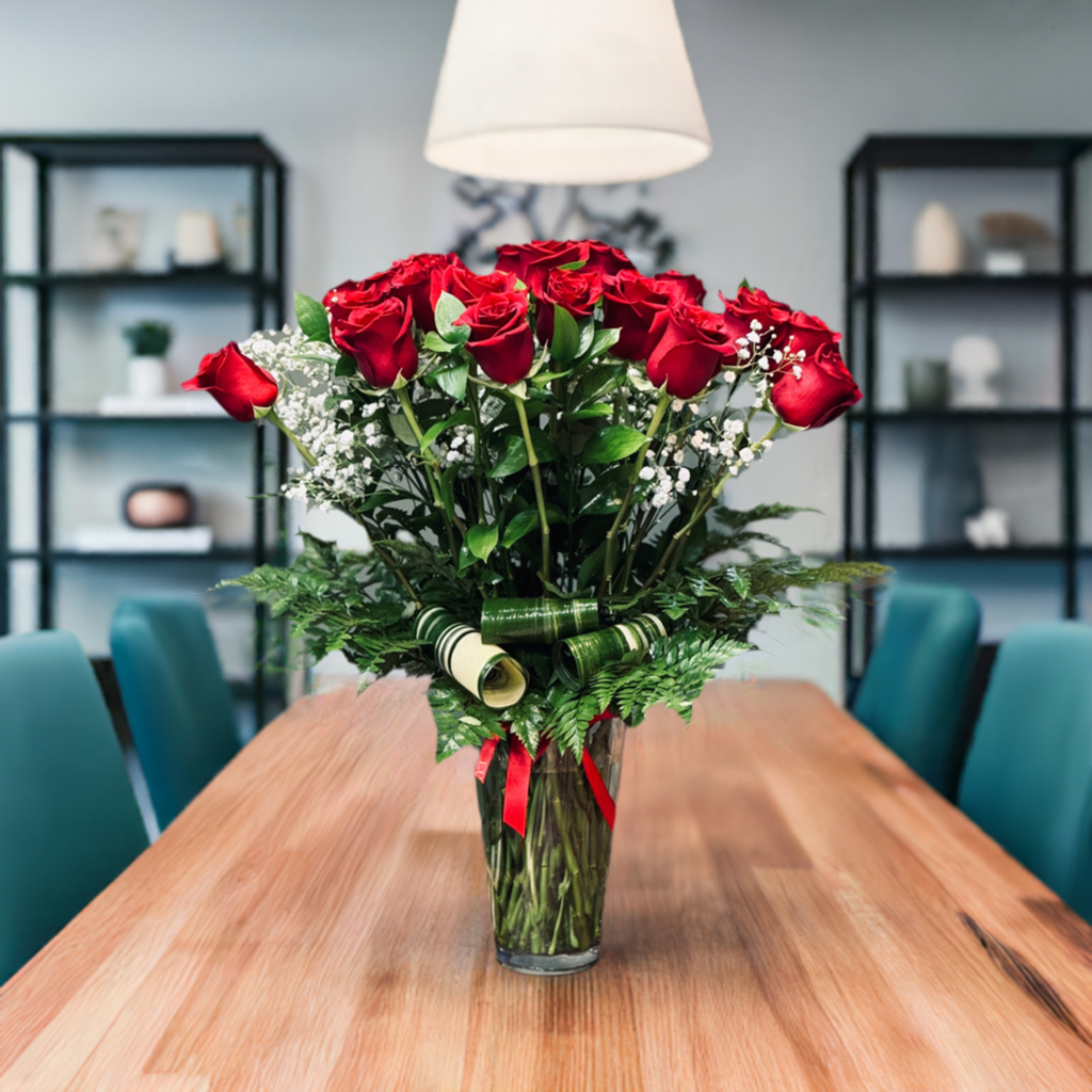 long stem red roses