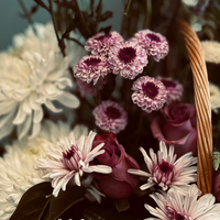 pink flowers basket